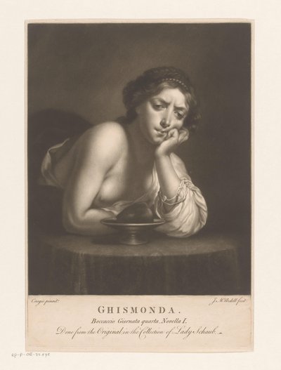 Sigismunda con el corazón de Guiscardo Ghismonda (título sobre objeto) de James McArdell