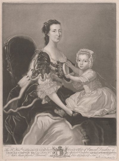 La Muy Honorable Catherine Compton..., Condesa de Egmont..., con el Señorito Charles Perceval Su Hijo Mayor de James McArdell