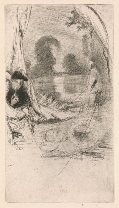 [76] Impresiones de planchas canceladas de Whistler - the Model Resting. de James Abbott McNeill Whistler