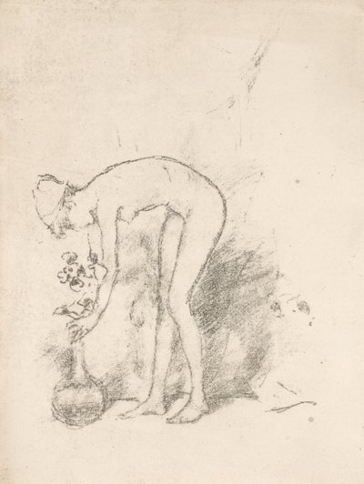 Modelo desnuda arreglando flores de James Abbott McNeill Whistler