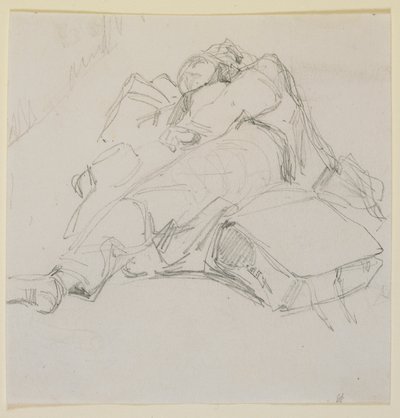 Un hombre dormido sobre una pila de equipaje de James Abbott McNeill Whistler