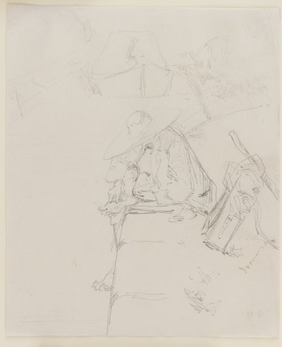 Un hombre sentado al borde de una pared de James Abbott McNeill Whistler