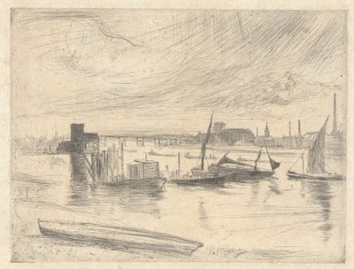 Amanecer en Battersea (muelle de Cadogan), de la serie del Támesis (una serie de dieciséis aguafuertes de escenas en el Támesis y otros temas) de James McNeill Whistler