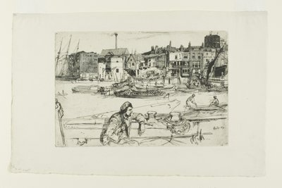 Black Lion Wharf, de Una serie de dieciséis grabados de escenas en el Támesis (el "Conjunto del Támesis") de James Abbott McNeill Whistler