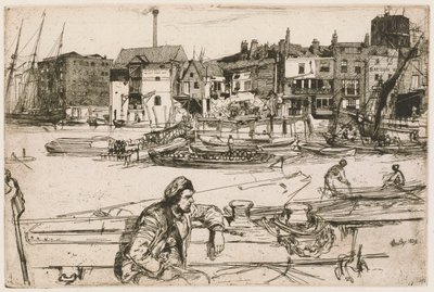 Black Lion Wharf, from the Thames Set (una serie de dieciséis grabados de escenas en el Támesis y otros temas) de James Abbott McNeill Whistler