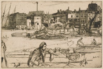 Black Lion Wharf, from the Thames Set (una serie de dieciséis grabados de escenas en el Támesis y otros temas) de James Abbott McNeill Whistler