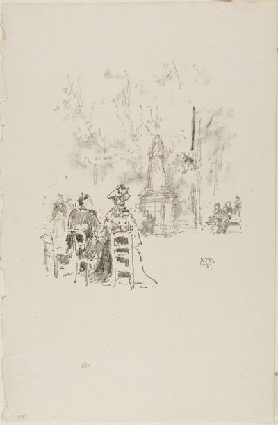 Conversación bajo la estatua, Jardines de Luxemburgo de James Abbott McNeill Whistler