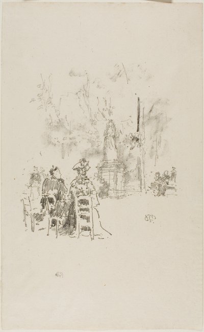 Conversación bajo la estatua, Jardines de Luxemburgo de James Abbott McNeill Whistler