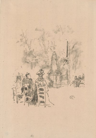 Conversación bajo la estatua, Jardines de Luxemburgo de James Abbott McNeill Whistler
