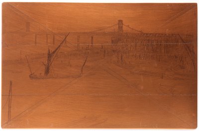 Placa de grabado: Puente Viejo de Hungerford de James Abbott McNeill Whistler