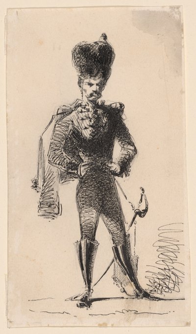 Húsar (recto) Hombre con sombrero de copa y cabeza vendada (verso) de James Abbott McNeill Whistler
