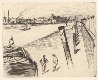 Millbank, from the Thames Set (una serie de dieciséis aguafuertes de escenas en el Támesis y otros temas) de James Abbott McNeill Whistler