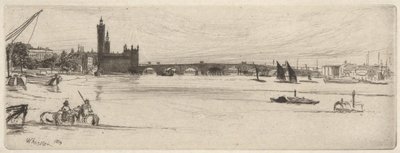 Old Westminster Bridge, from the Thames Set (una serie de dieciséis aguafuertes de escenas en el Támesis y otros temas) de James Abbott McNeill Whistler