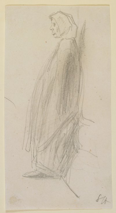 Boceto de perfil de una anciana de pie de James Abbott McNeill Whistler