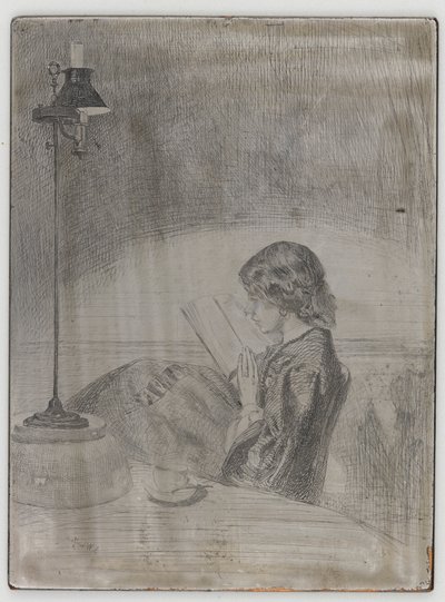 Leyendo a la luz de la lámpara de James Abbott McNeill Whistler