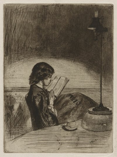 Leyendo a la luz de la lámpara de James Abbott McNeill Whistler
