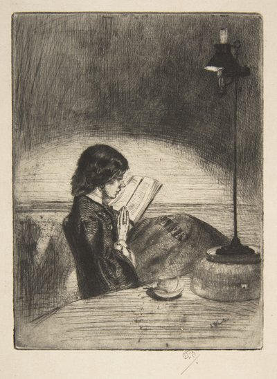 Lectura a la luz de una lámpara de James McNeill Whistler