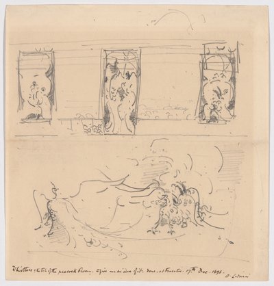 Boceto de la Sala del Pavo Real de James McNeill Whistler