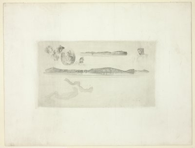 Bocetos en la placa de la encuesta costera de James Abbott McNeill Whistler