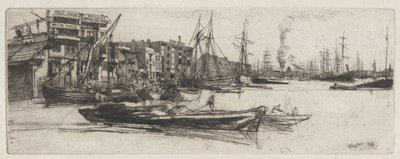 Thames Warehouse, from the Thames Set (una serie de dieciséis grabados de escenas en el Támesis y otros temas) de James Abbott McNeill Whistler