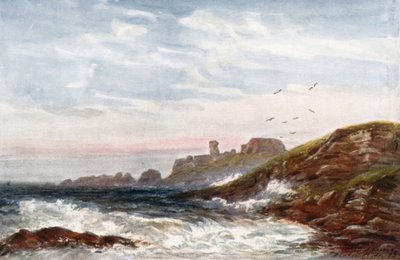 "Castillo de Dunbar" (litografía en color) de James Orrock