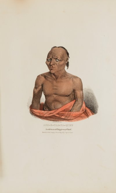 ASH-E-TAA-NA-QUET; Un célebre jefe chippeway, de The Aboriginal Portfolio de James Otto Lewis