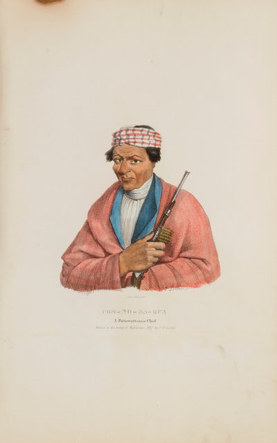 CAN-NO-SA-QUA; Un Jefe Pottowattomie, de The Aboriginal Portfolio de James Otto Lewis