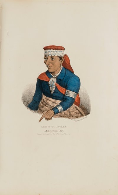 KEE-O-TUCK-KEE; Un Jefe Pottowattomie, de The Aboriginal Portfolio de James Otto Lewis