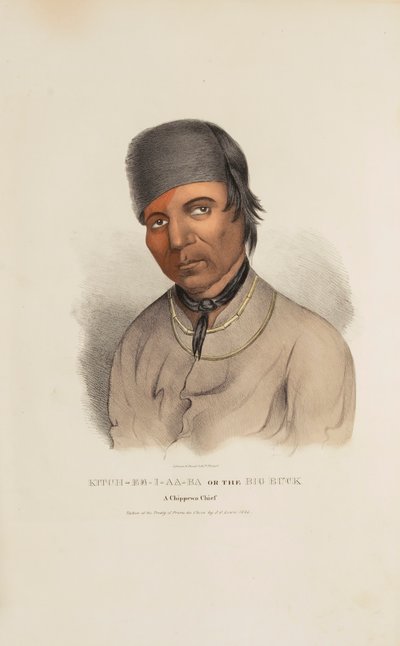 KITCH-EE-I-AA-BA or the Big Buck; A Chippewa Chief, de The Aboriginal Portfolio de James Otto Lewis