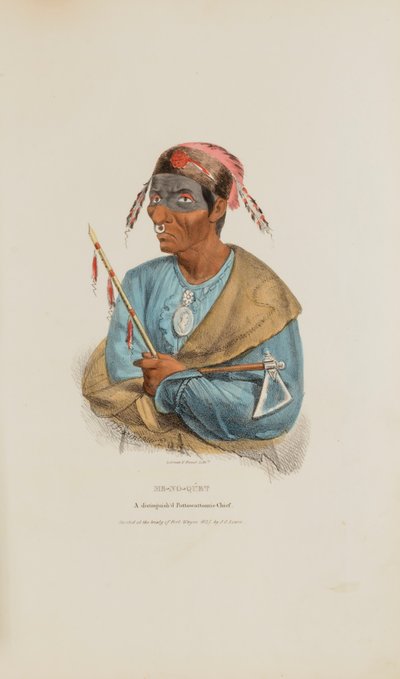ME-NO-QUET; A Distinguished Pottowattomie Chief, de The Aboriginal Portfolio de James Otto Lewis