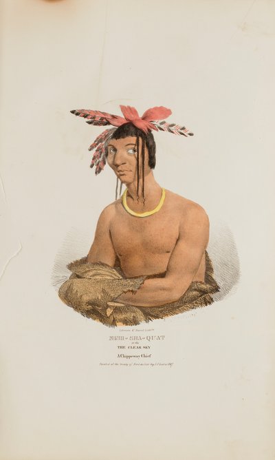 MISH-SHA-QUAT o el Cielo Claro; Un Jefe Chippeway, de The Aboriginal Portfolio de James Otto Lewis