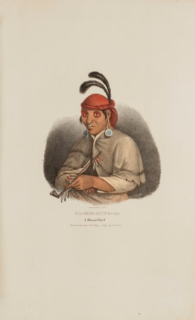 NA-SHE-MUNG-GA, un jefe de Miami, de The Aboriginal Portfolio de James Otto Lewis