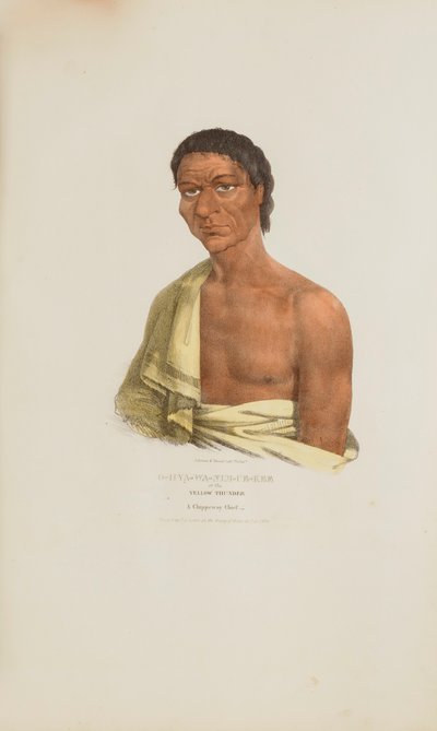 O-HYA-WA-NIM-CE-KEE o el Trueno Amarillo; Un Jefe Chippeway, de The Aboriginal Portfolio de James Otto Lewis