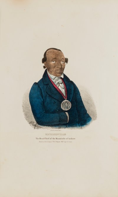 RICHARDVILLE; El Jefe de la Tribu Miami de los Indios, de The Aboriginal Portfolio de James Otto Lewis
