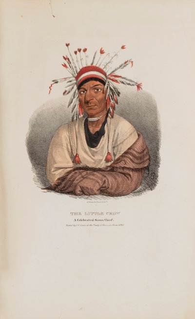 THE LITTLE CROW, un célebre jefe sioux, de The Aboriginal Portfolio de James Otto Lewis