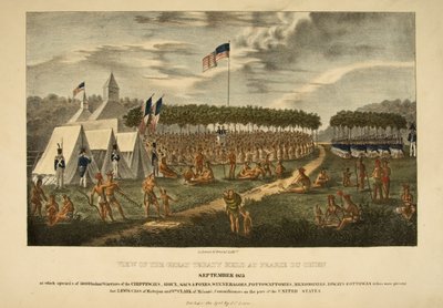 Vista del Gran Tratado Celebrado en Prarie du Chien, Septiembre 1825 de James Otto Lewis
