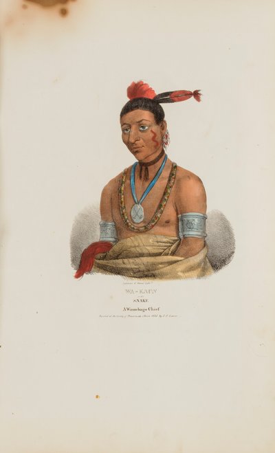 WA-KAUN o la Serpiente; Un Jefe Winnebago, de The Aboriginal Portfolio de James Otto Lewis