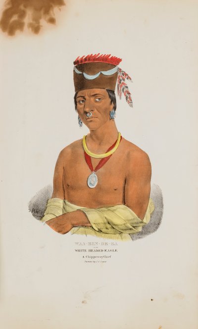 WAA-BIN-DE-BA o el Águila de Cabeza Blanca; Un Jefe Chippeway, de The Aboriginal Portfolio de James Otto Lewis