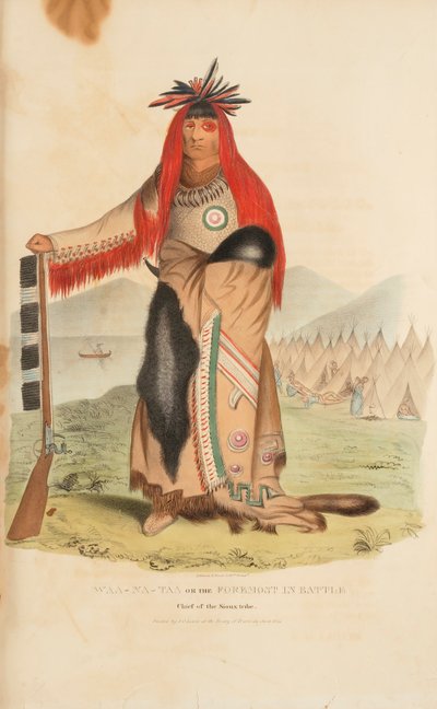 WAA-NA-TAA o el Más Adelantado en la Batalla; Jefe de la Tribu Sioux, de The Aboriginal Portfolio de James Otto Lewis