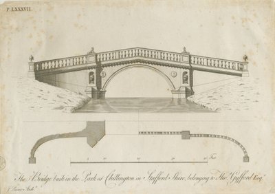 Chillington Park - Puente: grabado, c.1789 de James Paine