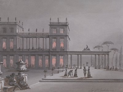 Una fiesta italiana: Figuras en la terraza de un palacio de James Pattison Cockburn