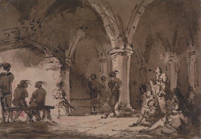 Figuras medievales en una cripta de James Pattison Cockburn