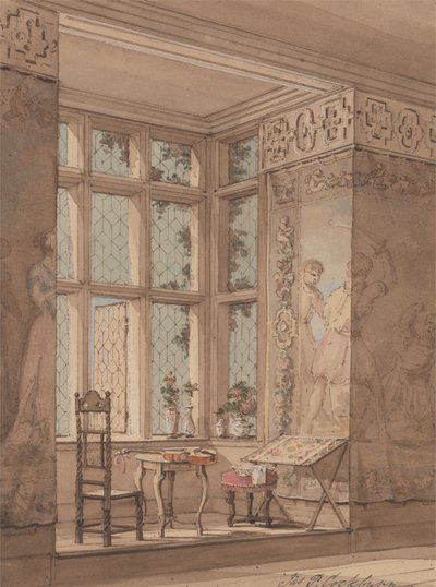 Habitación con tapices en una mansión gótica de James Pattison Cockburn