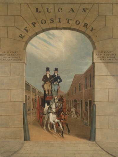 Entrenando una pareja en un freno en el patio de Lucas, Clerkenwell de James Pollard