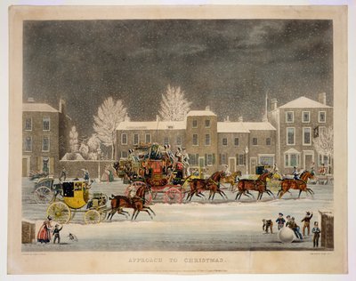 La Aproximación a la Navidad, grabado por George Hunt de James Pollard