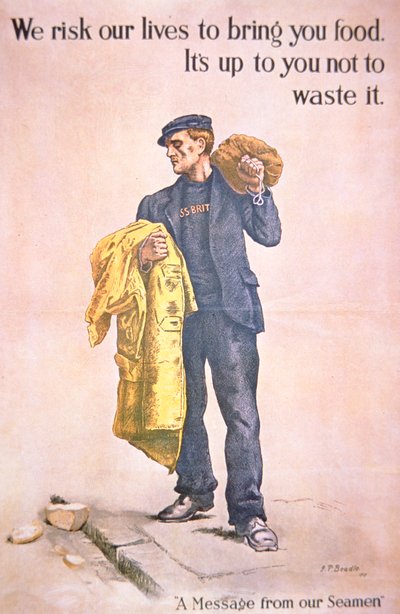 Cartel británico de la Primera Guerra Mundial con un marino mercante de James Prinsep (after) Beadle