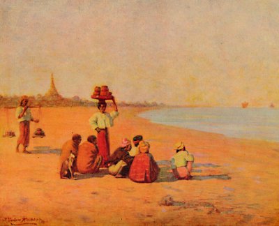 En las orillas del Irrawaddy - Esperando el vapor, 1913 de James Raeburn Middleton