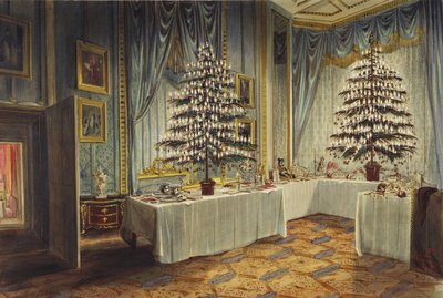 Árboles de Navidad de la Duquesa de Kent y los niños reales en el Castillo de Windsor, 1850 de James Roberts