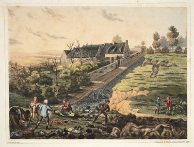 Vista frontal de la granja en La Haye Sainte de James Rouse