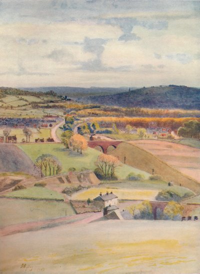 Vista sobre Merstham y Redhill, desde Alderstead, 1913 de James S Ogilvy
